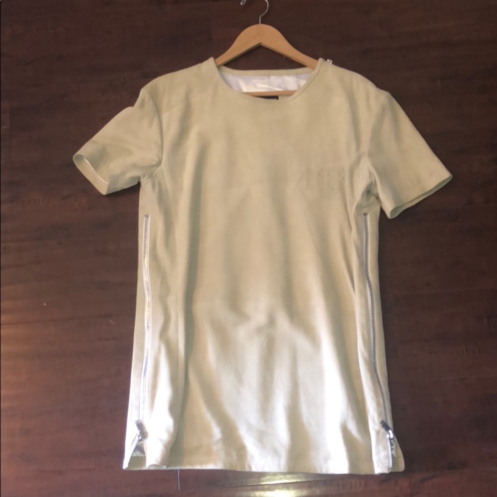 100% real suede tee shirt (CREAM)
